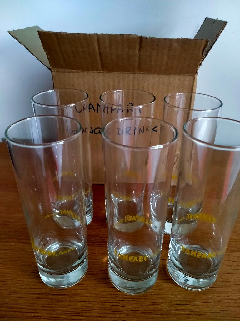 6 long drink glazen CAMPARI l'aperitivo, Ophalen of Verzenden, Zo goed als nieuw, Overige typen