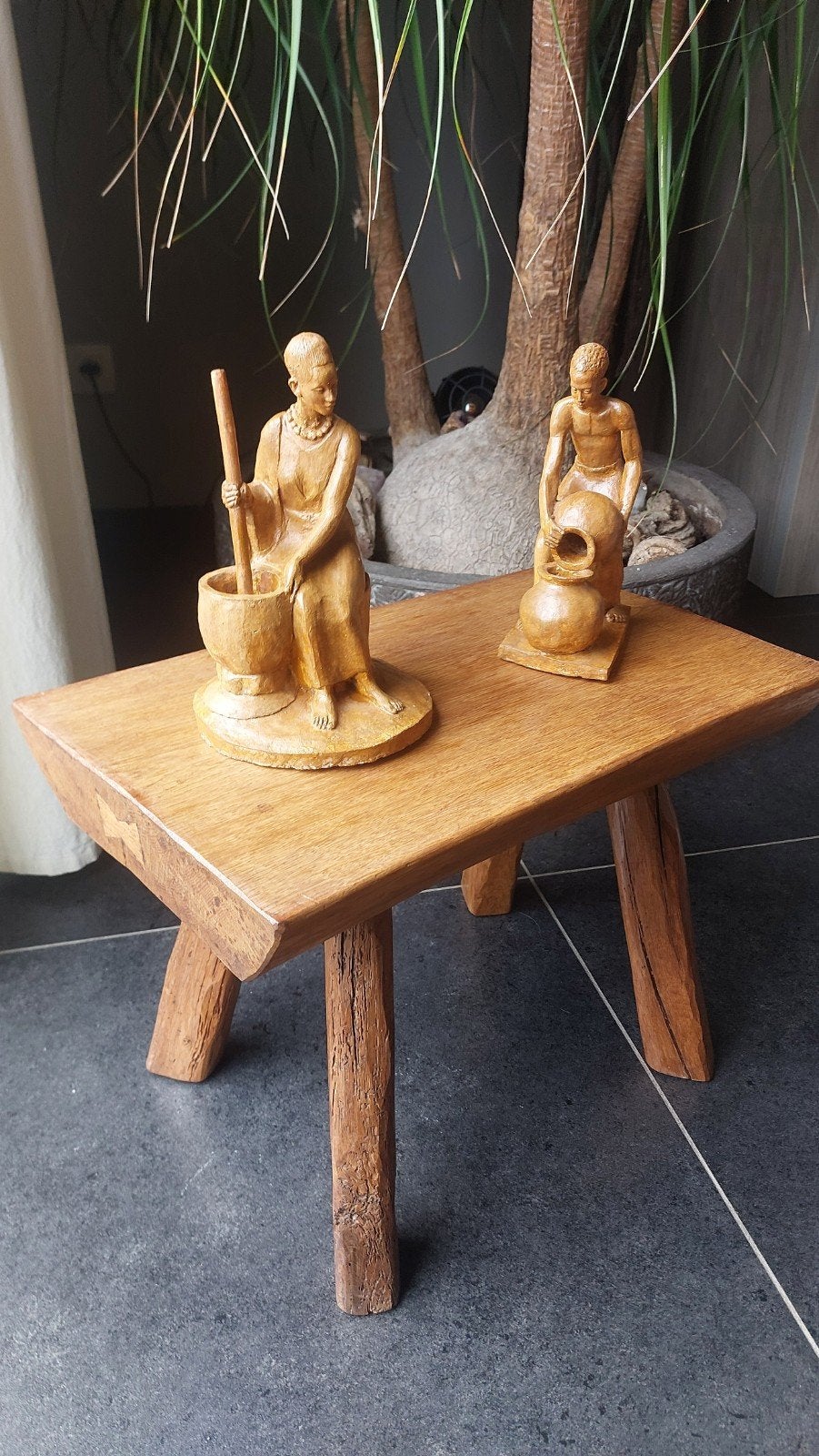 Tabouret/table d'appoint en bois rustique brutaliste, Enlèvement ou Envoi