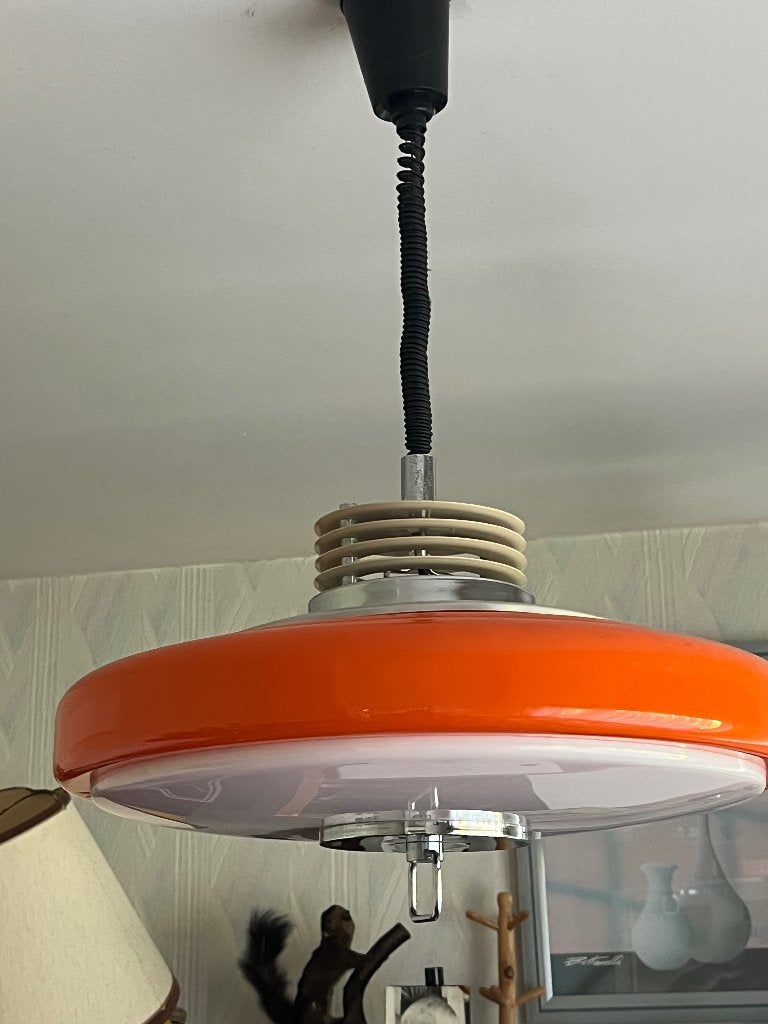 Vintage oranje kroonluchter uit de jaren 70, Ophalen