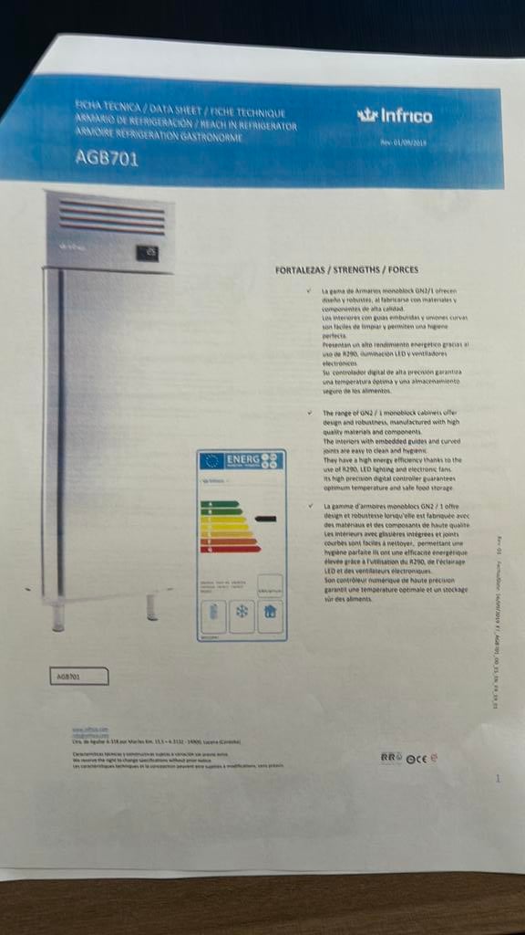 Frigo pour alimentation, Enlèvement, Comme neuf