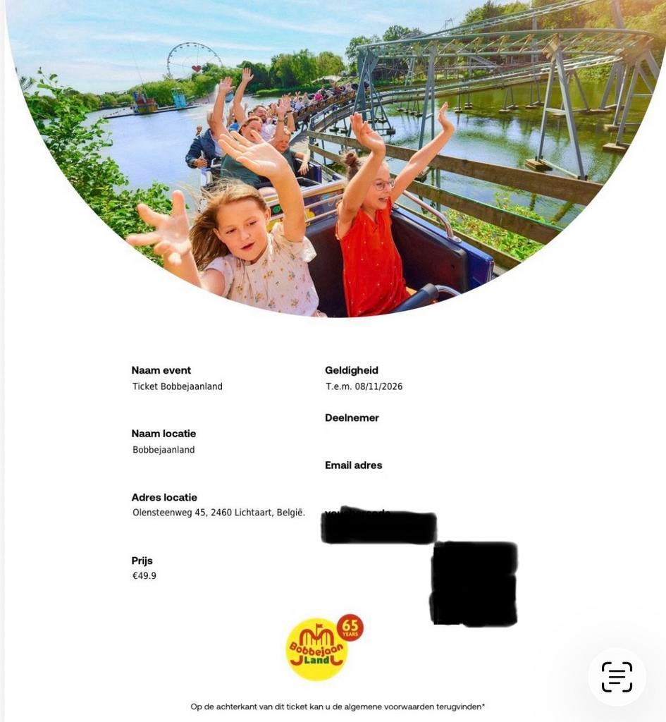 2 Bobbejaanland-kaartjes, Tickets en Kaartjes, Twee personen, Ticket of Toegangskaart