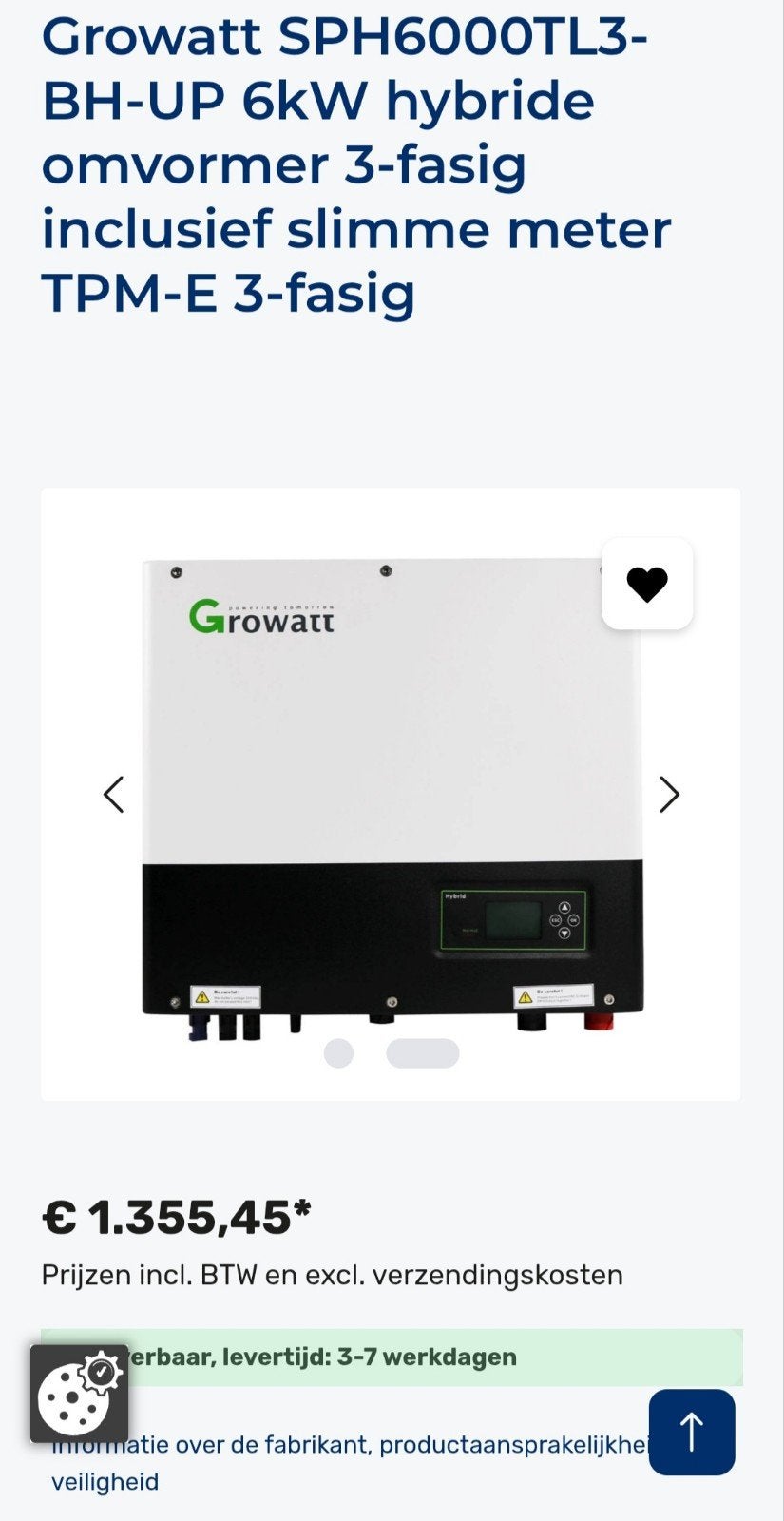 Onduleur Growatt sph6000 tl3 6kw - neuf en boîte, Enlèvement ou Envoi
