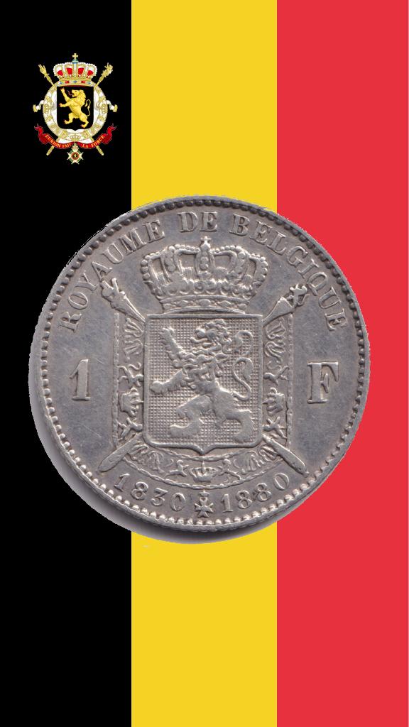 1 frank 1880 FR (volledig kruis) - Leopold II, Verzenden, Zilver, Losse munt, Zilver