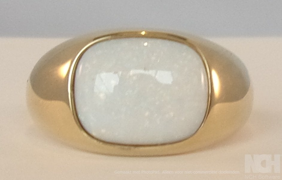 Nieuwe Heren (pink)ring met witte Opaal - BCI, 18 tot 19, Verzenden, Wit, Heer