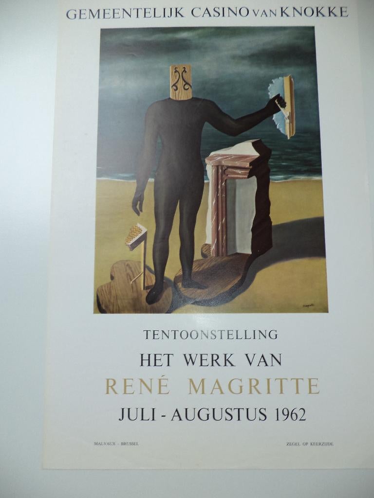 1962 originele litho affiche René MAGRITTE Casino KNOKKE, Antiek en Kunst, Kunst | Litho's en Zeefdrukken, Ophalen of Verzenden
