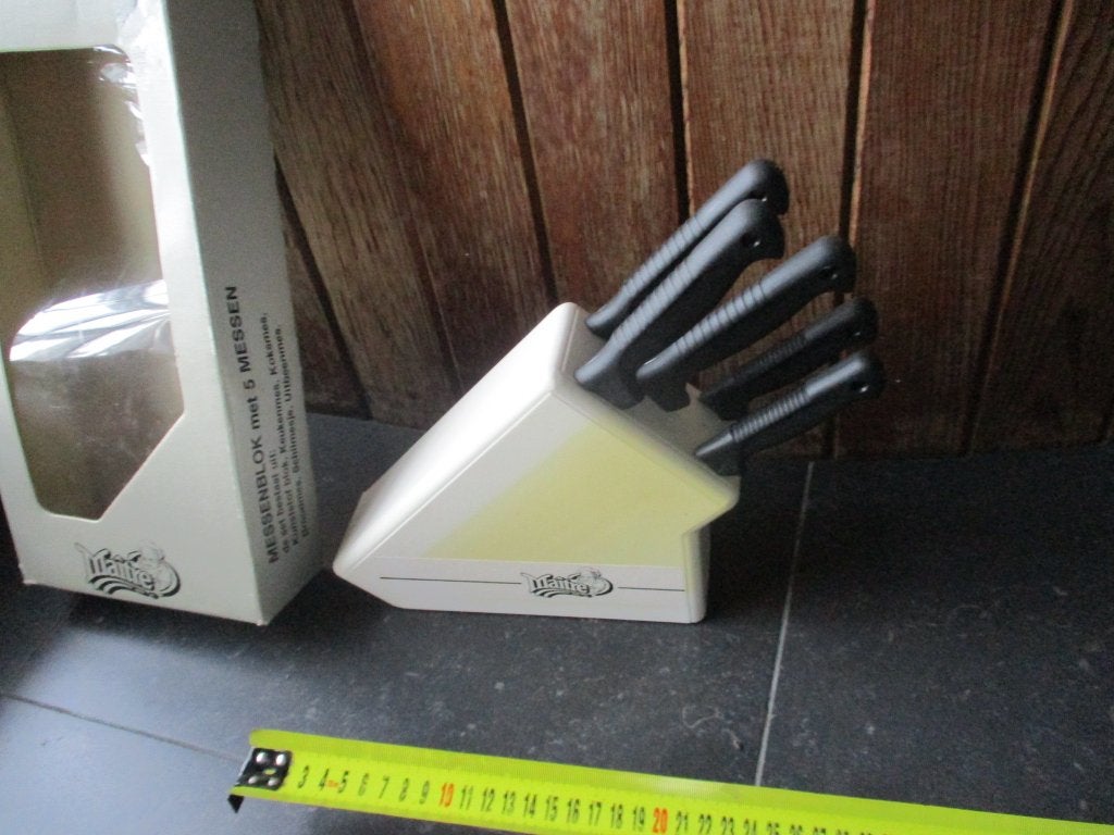 Maître Messenblok met 5 nieuwe messen set, Ophalen of Verzenden, Gebruikt, Bestekset
