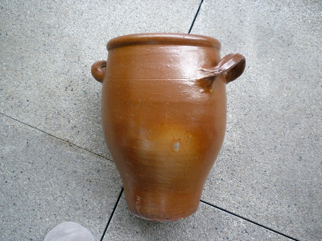 Pot de fleur vintage en grès émaillé, Jardin & Terrasse, Pots de fleurs, Comme neuf, Intérieur, Balcon, Jardin, Enlèvement