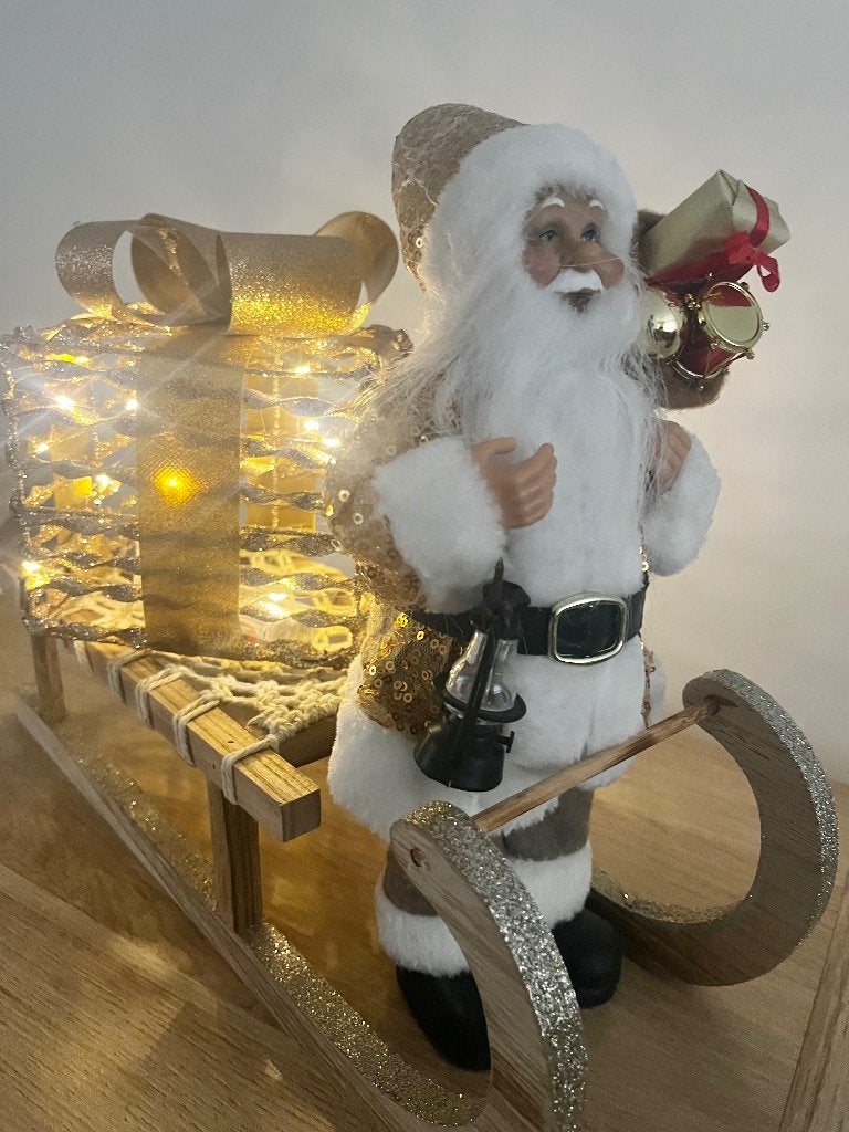 Décoration de Noël Lumineuse Père Noël, Traîneau et Cadeau, Enlèvement, Utilisé