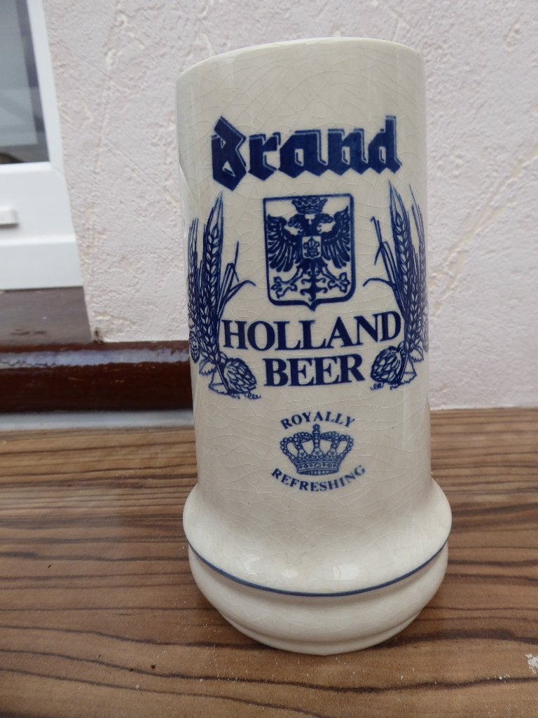 brand holland beer chope céramique craquelée, Collections, Enlèvement ou Envoi, Utilisé, Chope(s), Brand