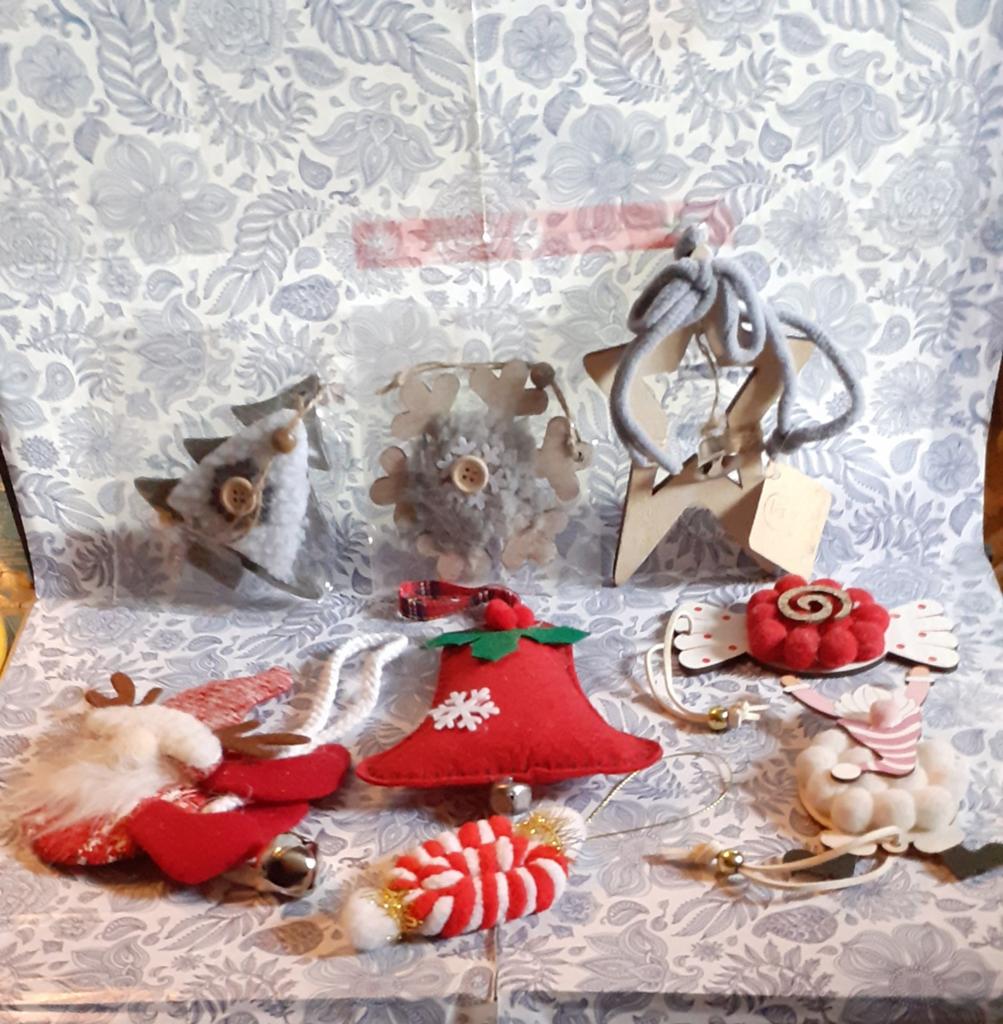 Lot de 8 decoration de Noël à suspendre bois feutrine, Enlèvement ou Envoi