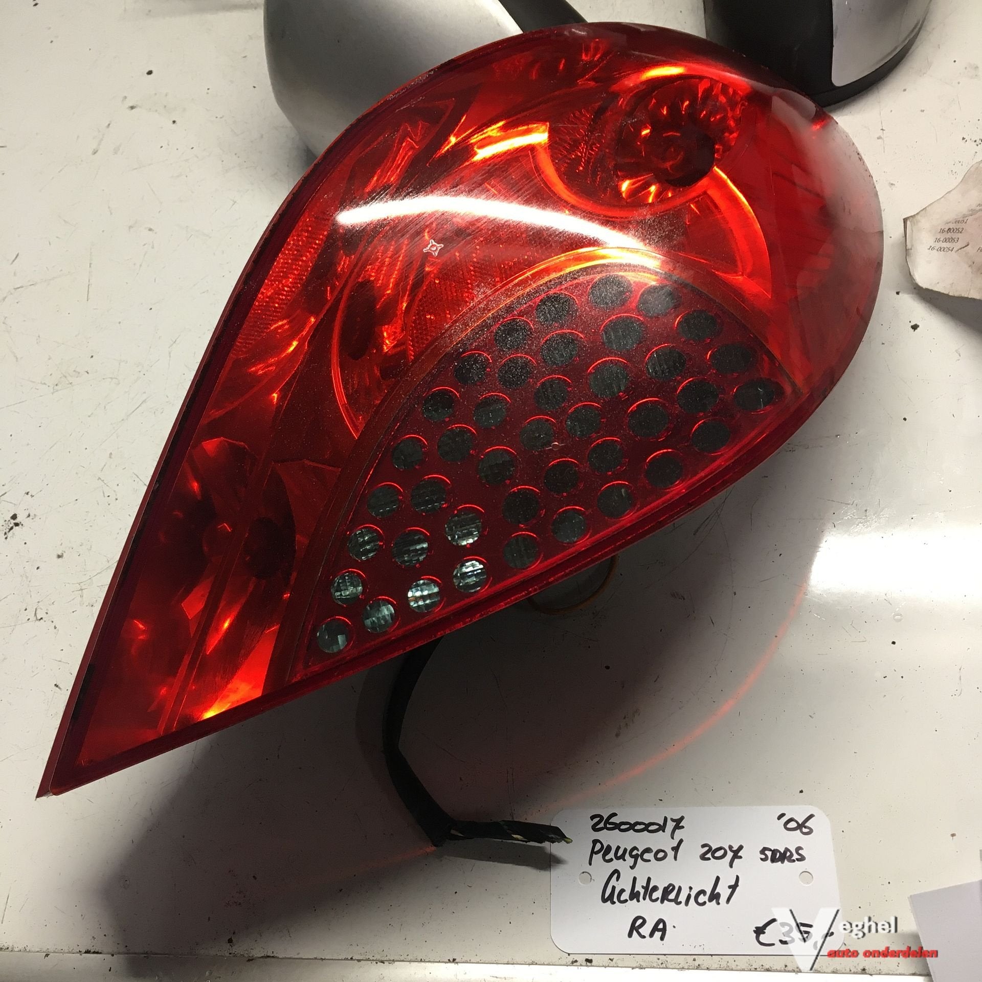 Peugeot 207 5drs 2006 2600017 Achterlicht Rechtsachter, Gebruikt, -, -, Ophalen of Verzenden