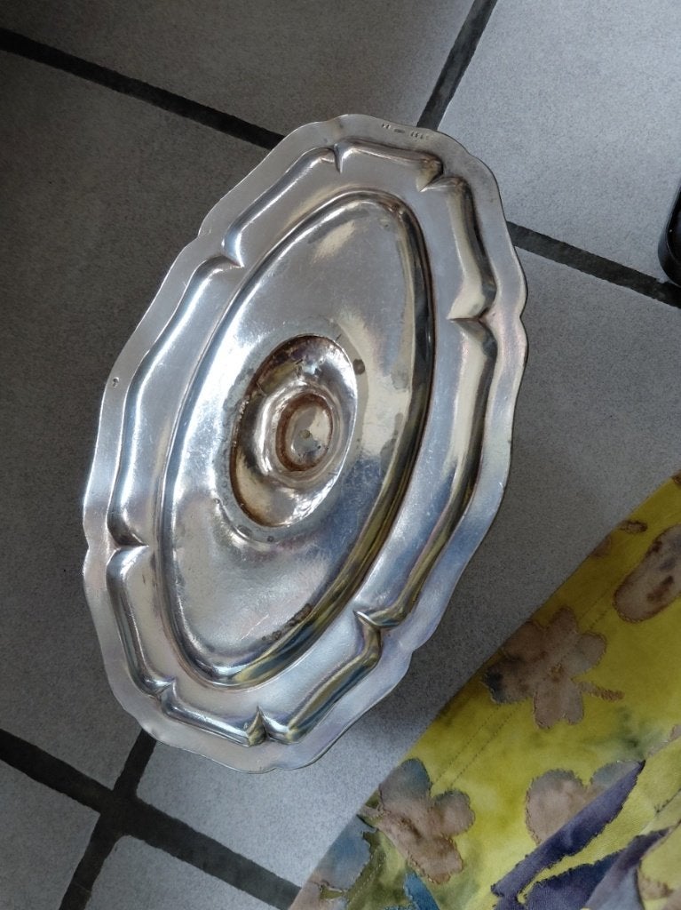 vase trompette vintage en métal argenté, Enlèvement ou Envoi
