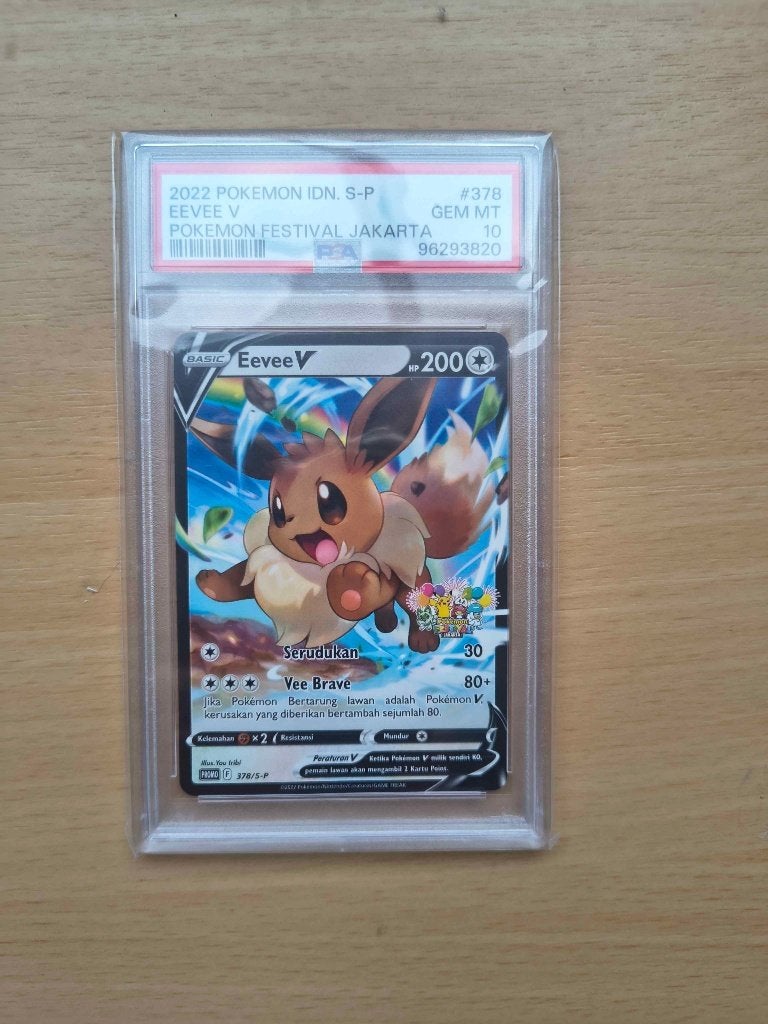 Pokemon Indonesian Jakarta festival Eevee 378/s-p PSA 10, Hobby en Vrije tijd, Ophalen of Verzenden, Nieuw, Losse kaart, Foil