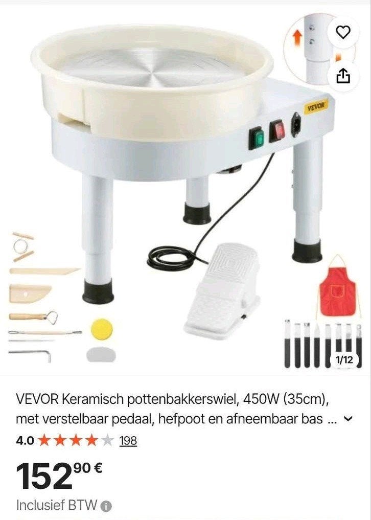VEVOR Pottenbakkerswiel 35 cm – 450W – NIEUW IN DOOS, Enlèvement, Neuf