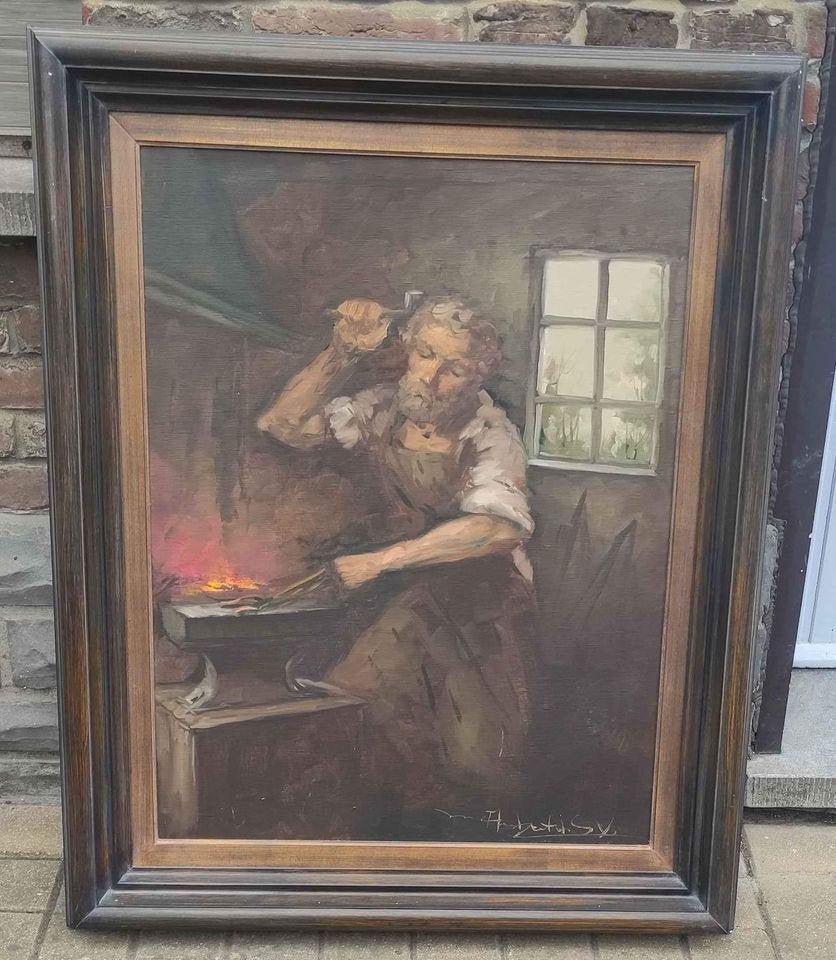 Huile sur toile forgeron signe, Enlèvement, Toile