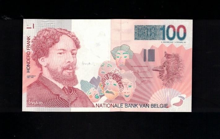 Billet belge de 100 Franc - James Ensor, Enlèvement ou Envoi, Billets en vrac