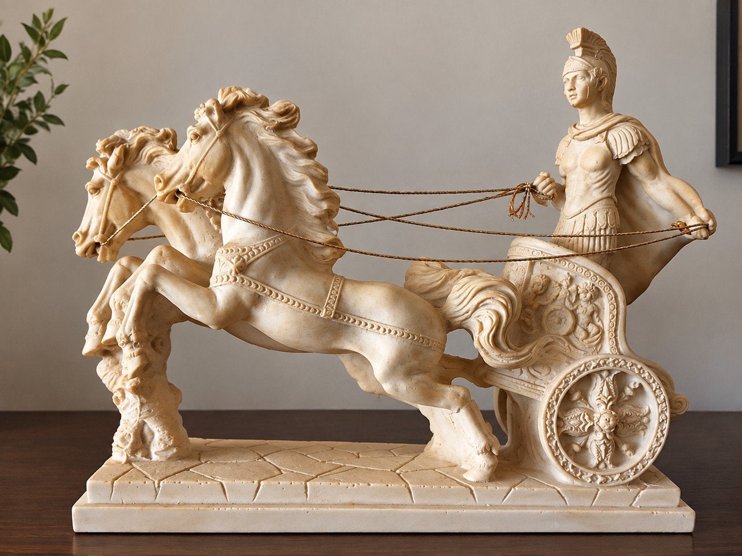 Statue antique – Char romain avec chevaux, Enlèvement