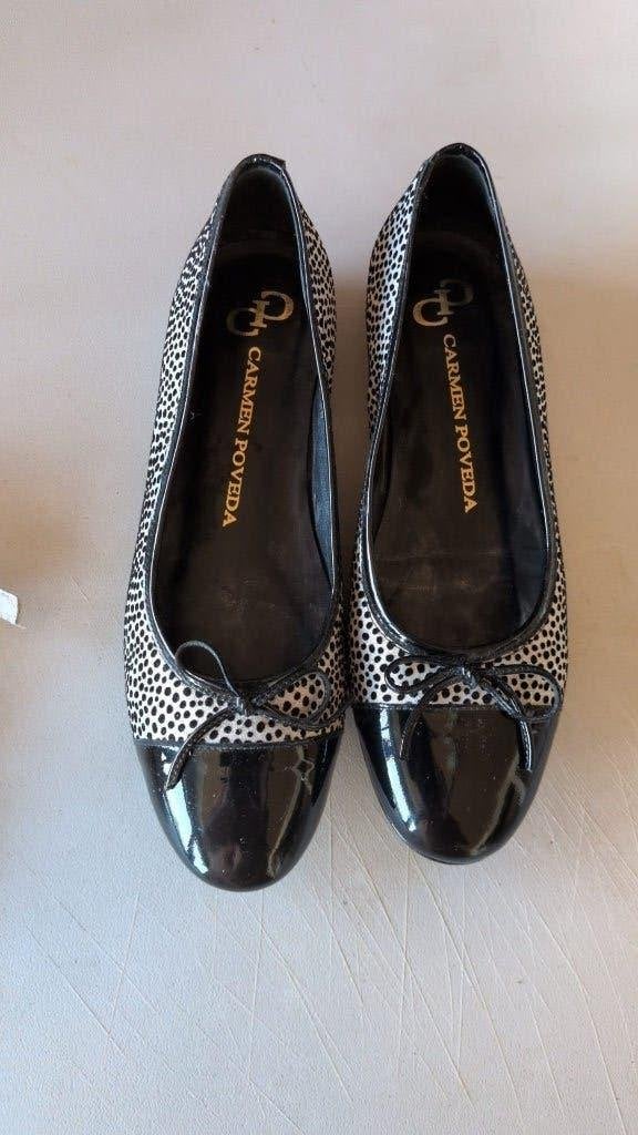 zwart-zilver ballerina's van Carmen Poveda - 38 - 15€, Kleding | Dames, Zwart, Gedragen, Ballerina's, Ophalen of Verzenden