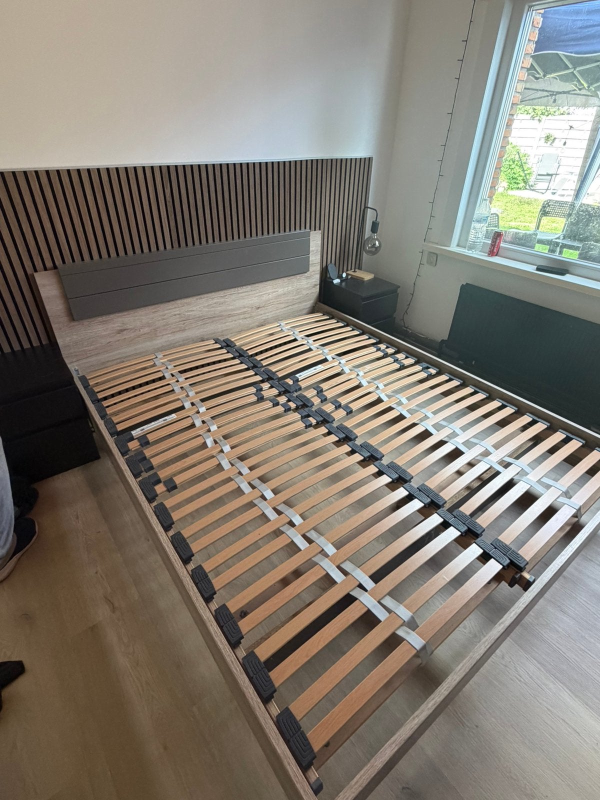 Bed 160x200, Beige, Enlèvement, Utilisé, Bois
