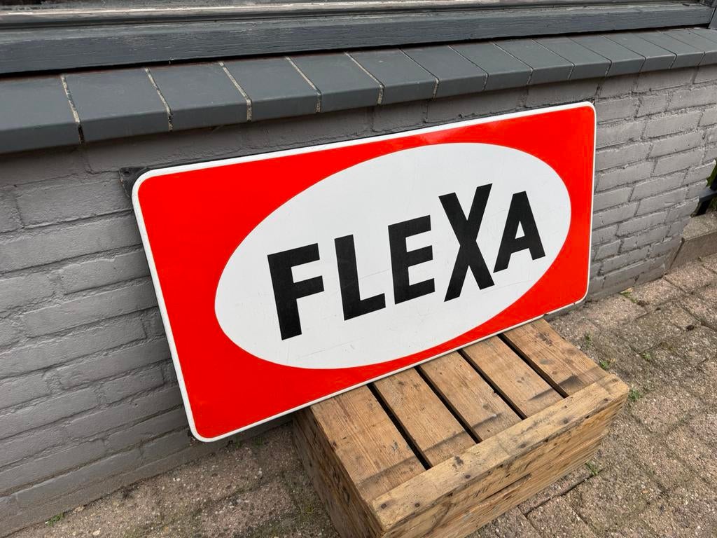 Panneau publicitaire en émail peint FLEXA, Enlèvement ou Envoi, Utilisé, Panneau publicitaire