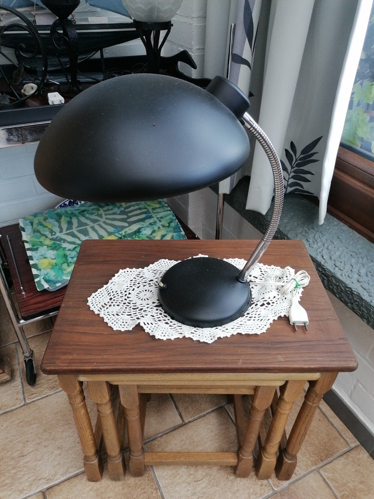 Oude vintage bureaulamp in zwarte kleur, Antiek en Kunst, Antiek | Verlichting, Ophalen of Verzenden