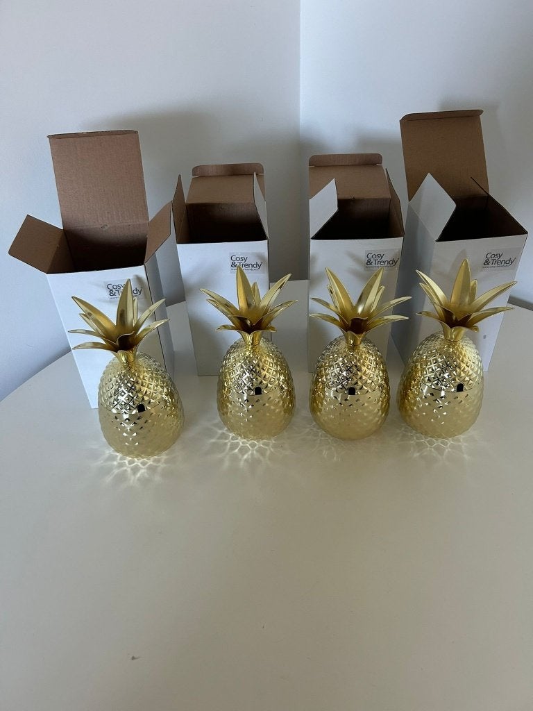 Ananas Beker Goud Cosy&Trendy - Set van 4, Ophalen of Verzenden, Nieuw, Glas of Glazen