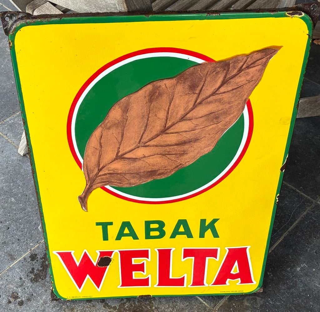 Tabak emaillebord, Verzamelen, Ophalen of Verzenden, Gebruikt, Reclamebord