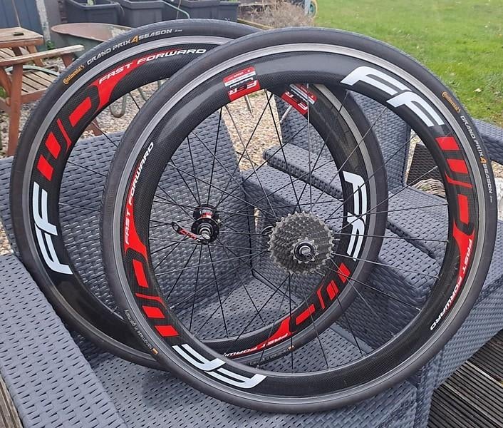 Carbon FFWD F6R wielen, m/z cassette/bandjes., Fietsen en Brommers, Zo goed als nieuw, Racefiets, Carbon, Ffwd