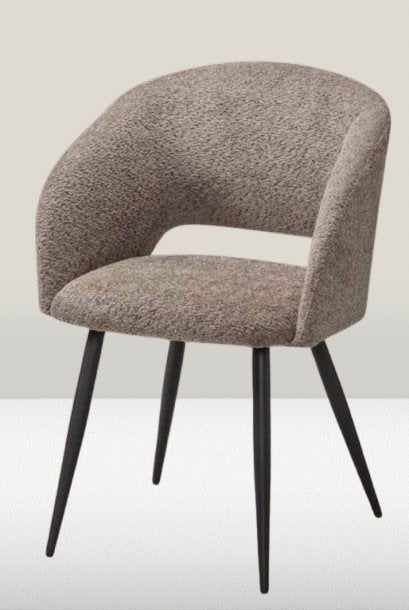 6 bouclé taupe eetkamerstoelen, Enlèvement, Comme neuf, Noir