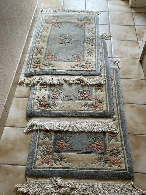 Set Chinese vloerkleden, Ophalen, Gebruikt, 50 tot 100 cm, Blauw