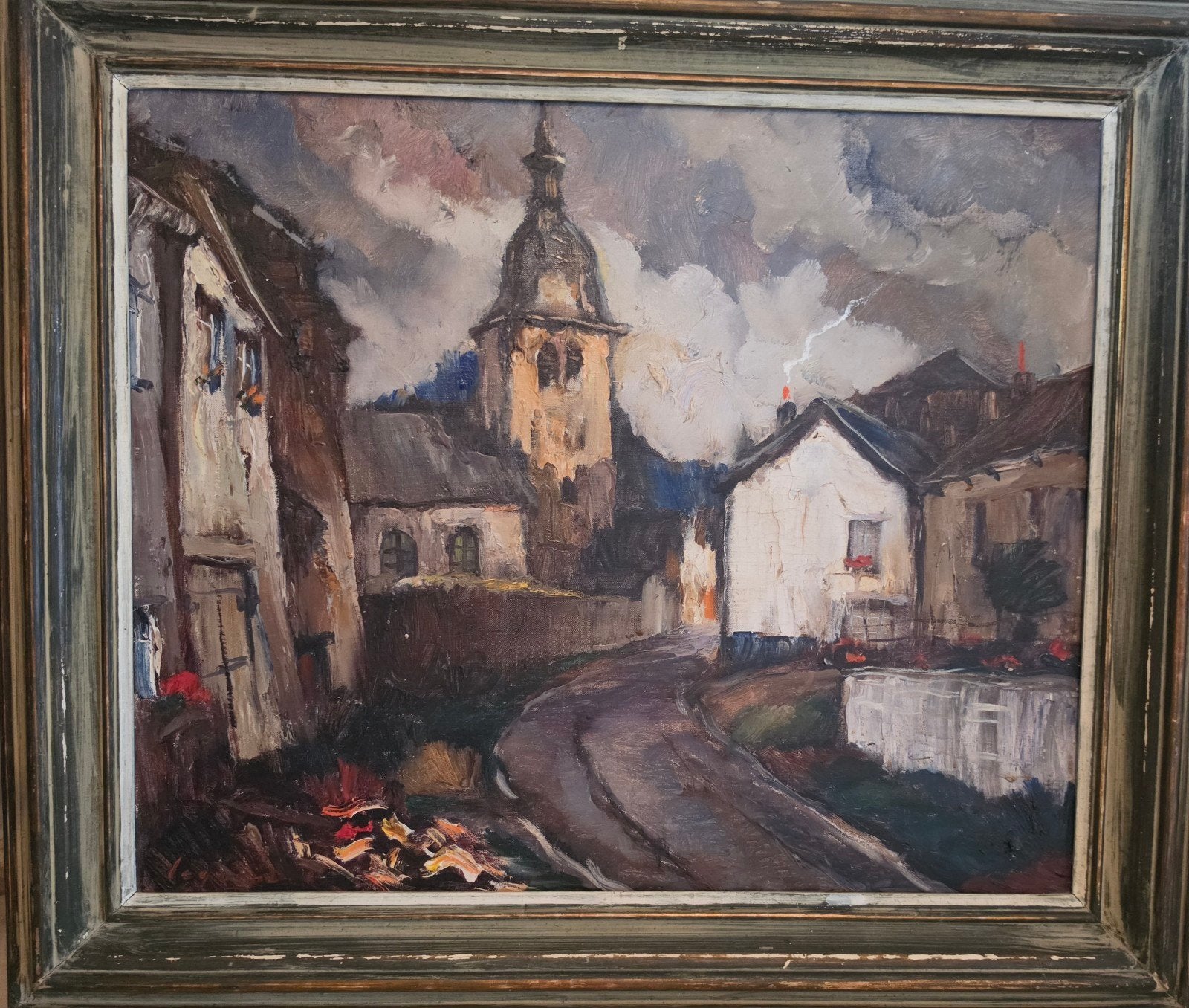 Tableau Jean Legrand – Chassepierre Florenville – Peinture, Peinture à l'huile, Enlèvement, Autres styles, Paysage urbain / rural