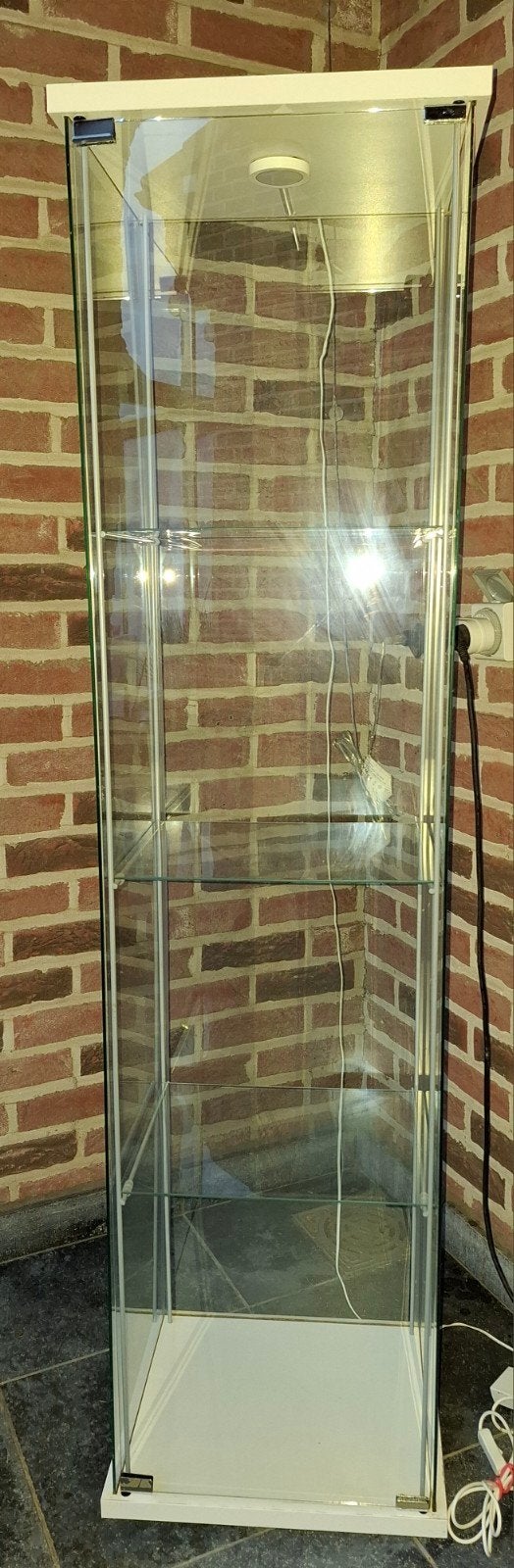 glazen vitrinekast, Huis en Inrichting, Ophalen, Minder dan 50 cm, Gebruikt, Glas