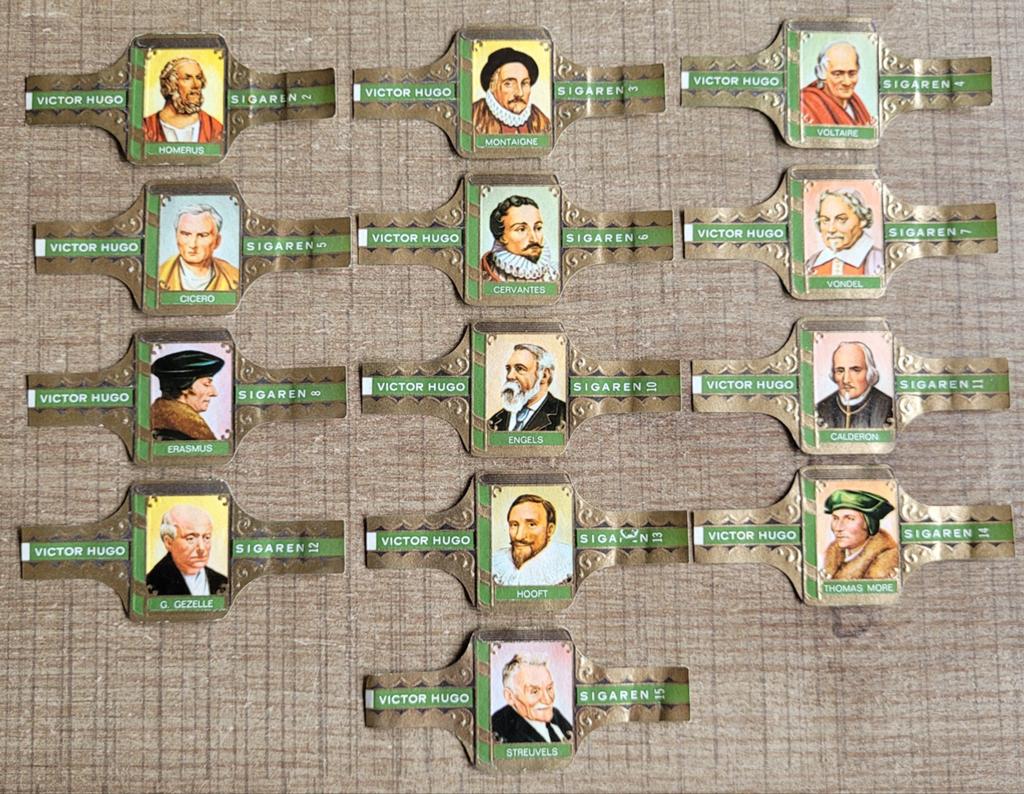 13 oude sigarenbandjes: Schrijvers, Enlèvement ou Envoi, Utilisé, Bagues de cigare