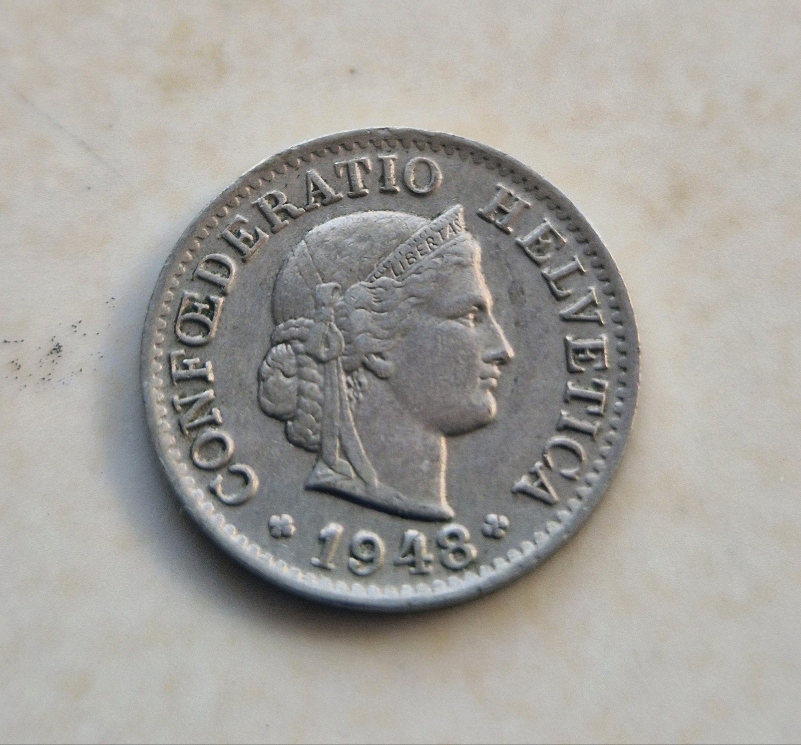 1948 Switerland , 5 Rappen Coin, Ophalen of Verzenden
