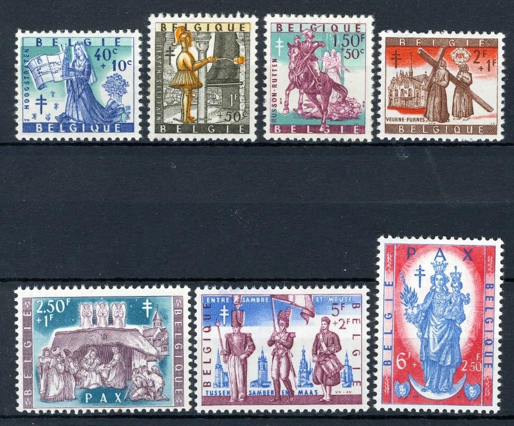 (B) 1082/1088 MH 1958 - Belgische Folklore II., Ophalen of Verzenden, Postfris, Spoor van plakker