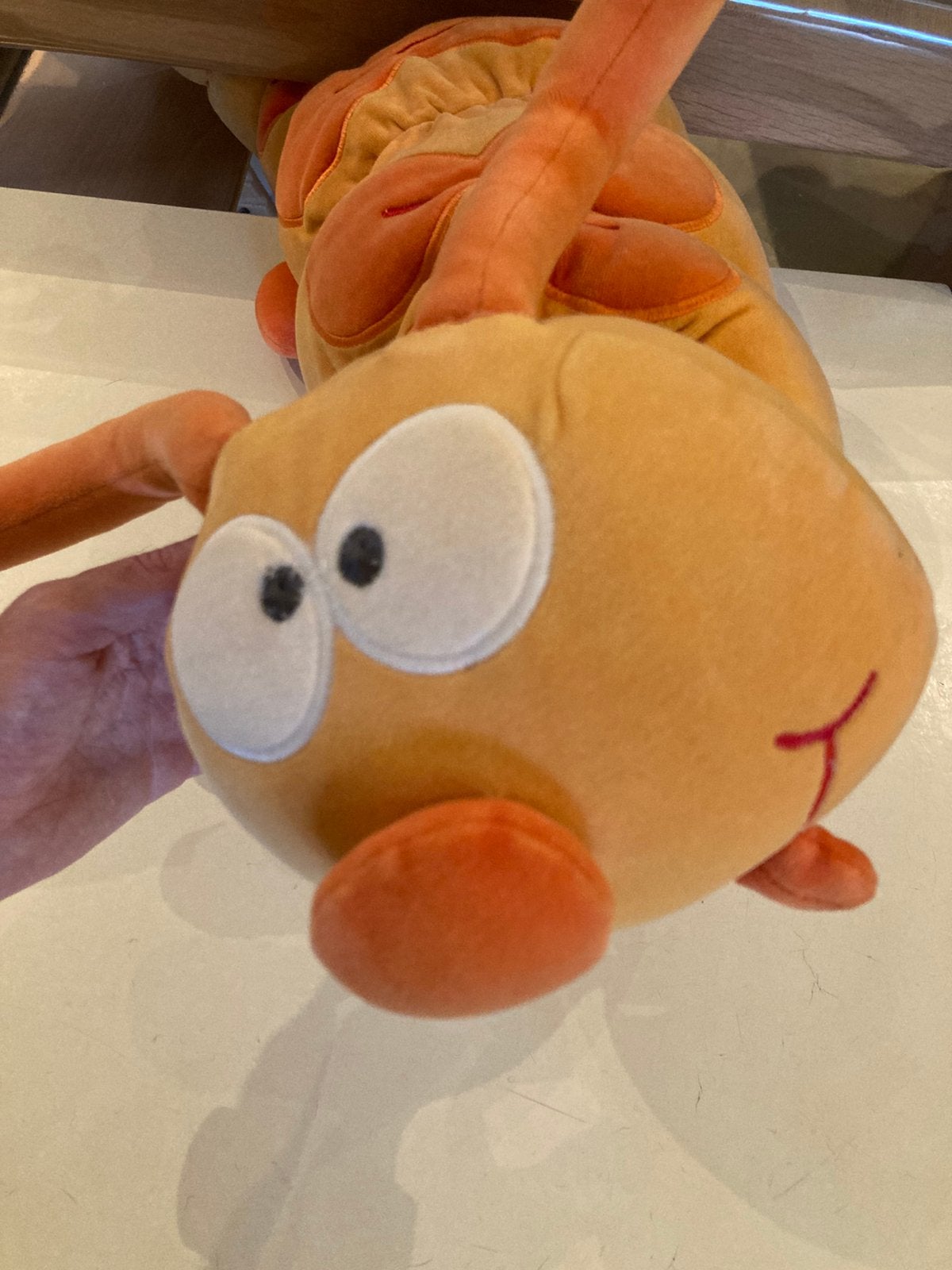 Reuzenknuffel Woody Rups, Kinderen en Baby's, Ophalen, Oranje, Overige typen, Zo goed als nieuw