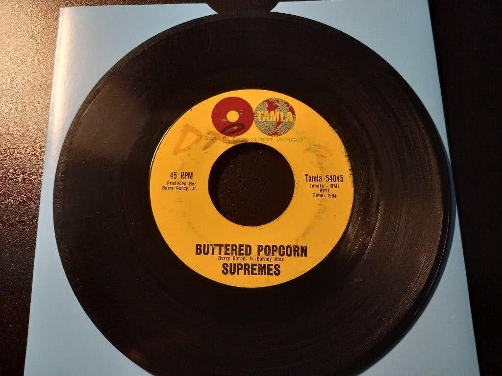'The Supremes ‎– Buttered Popcorn 7 « Popcorn rare », 7 inch, Utilisé, Housse de protection extérieure, Autres types