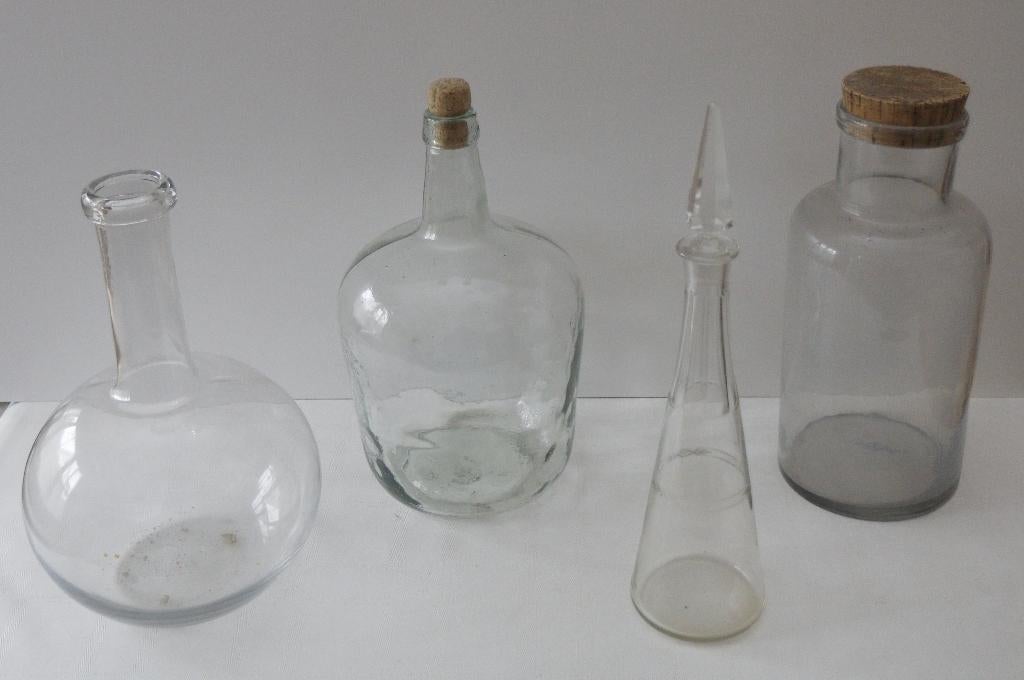 Set van 4 oude glazen kruiken, Antiek en Kunst, Ophalen