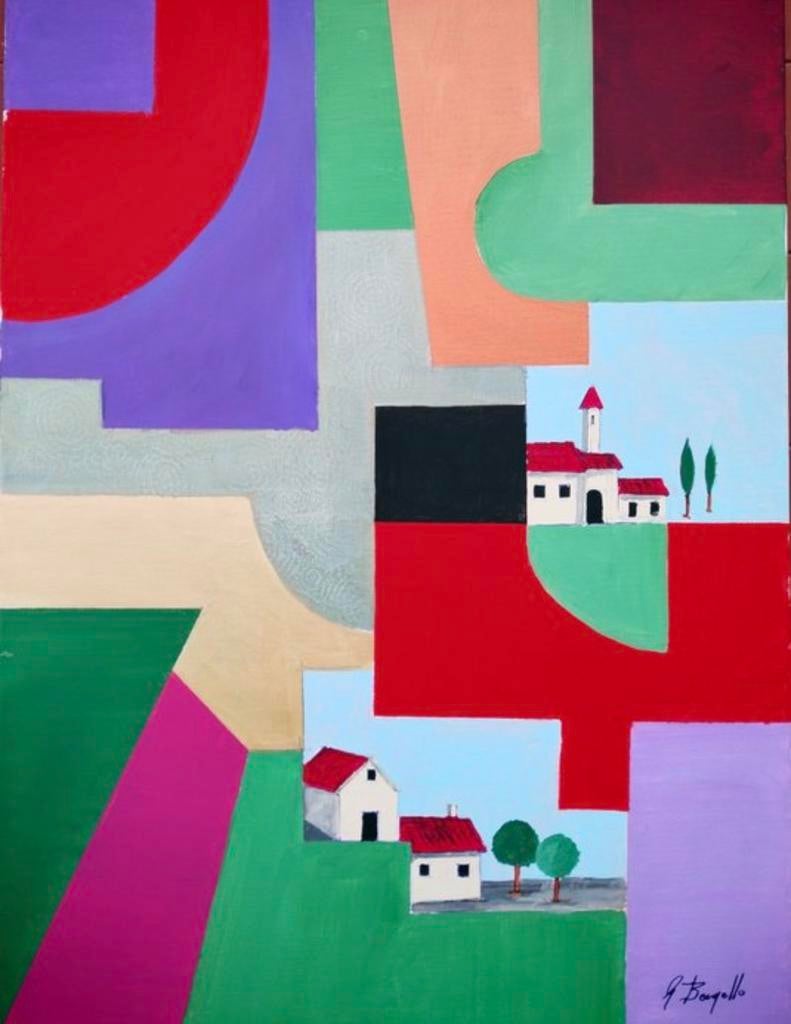 Giorgio Bergallo - CASE SPARSE, Antiek en Kunst, Kunst | Schilderijen | Abstract, Ophalen of Verzenden