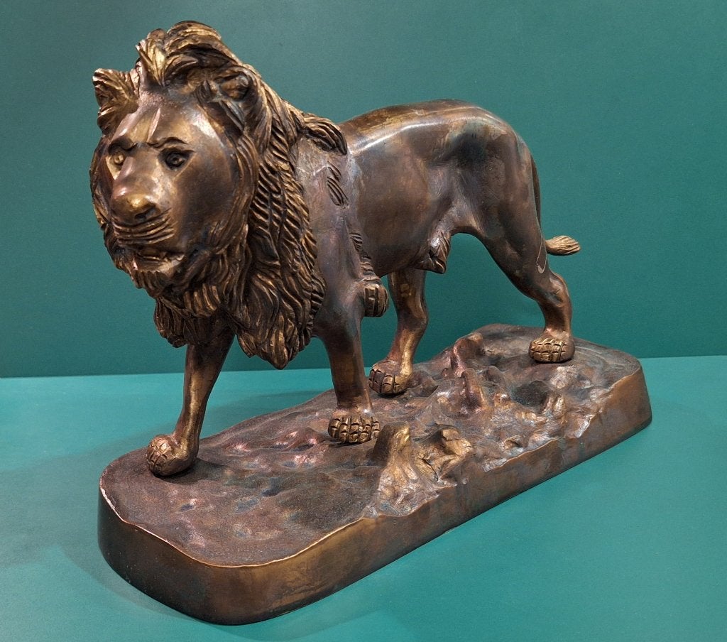 Bronzen leeuwenbeeld., Antiquités & Art, Antiquités | Bronze & Cuivre, Enlèvement, Bronze