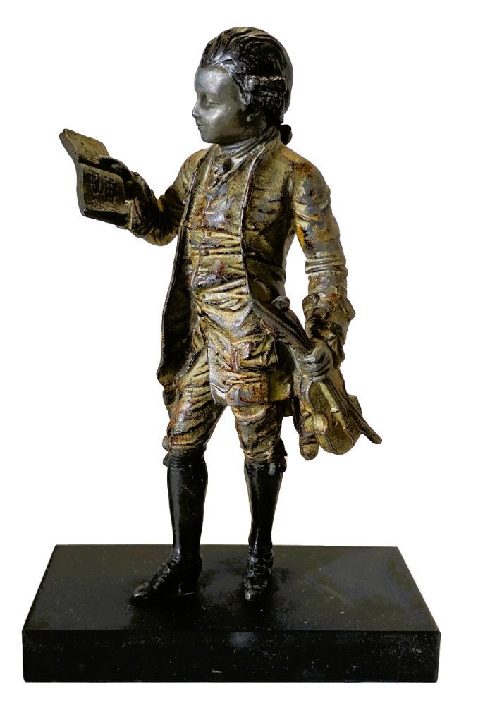 Mozart beeld in Brons op sokkel., Ophalen of Verzenden, Brons