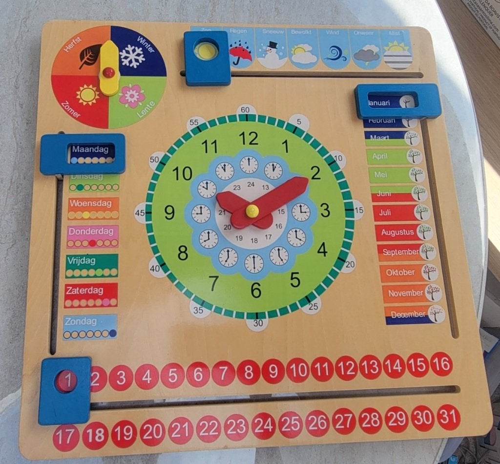 New Classic Toys Houten Kalenderklok - Vanaf 3 Jaar, Kinderen en Baby's, Ophalen of Verzenden