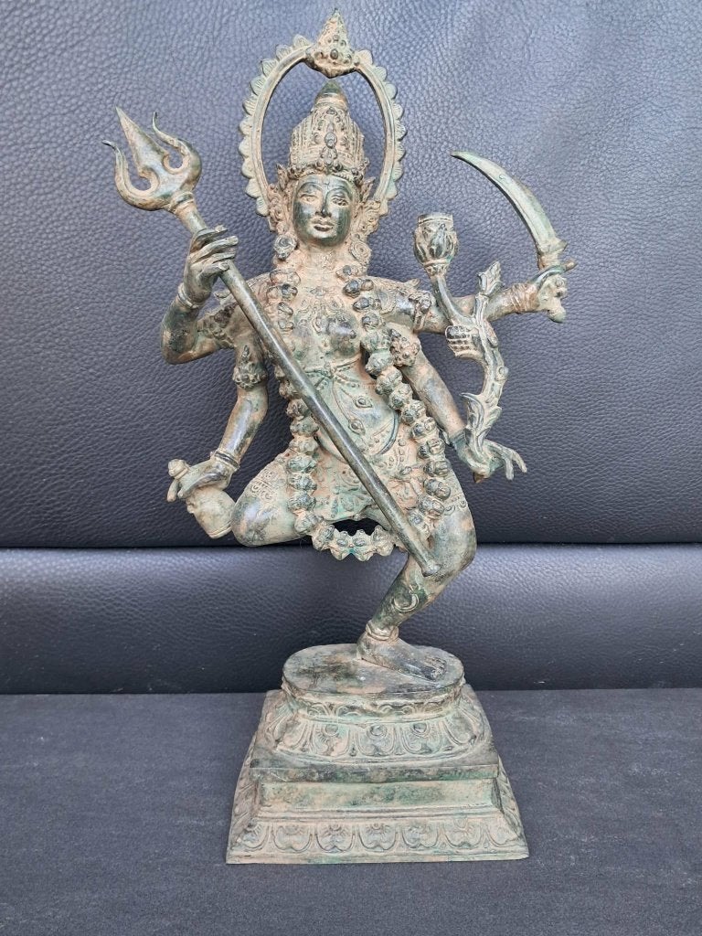 Bronzen beeld van de godin Kali/India/42 cm/Azië/India/Groen, Antiek en Kunst, India, 42 cm, Ophalen of Verzenden, Groen