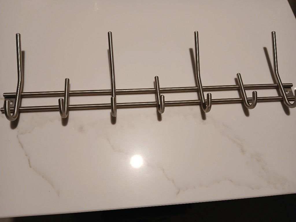 Kapstok RVS 7 haken, 54 cm breedte, Ophalen, Zo goed als nieuw, Metaal, Wandhaken