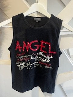 zwarte mouwloze top Angel S, Kleding | Dames, Topjes, Ophalen of Verzenden, Zo goed als nieuw, Zwart