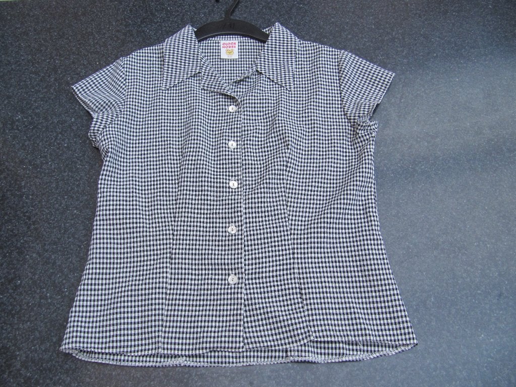 bloesje, blouse C & A Clockhouse zwart wit ruitjes 38-, Maat 38/40 (M), Overige kleuren, Clockhouse C&A, Ophalen of Verzenden