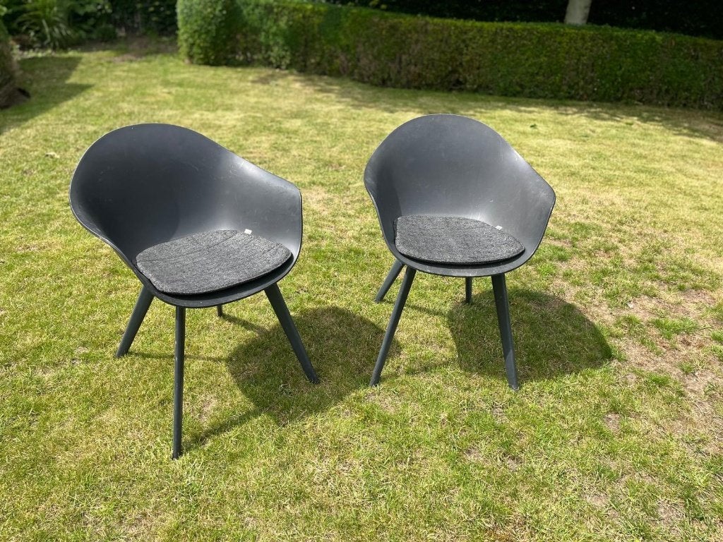 Zwarte tuinstoelen Bristol met kussens, Ophalen, Gebruikt, Kunststof