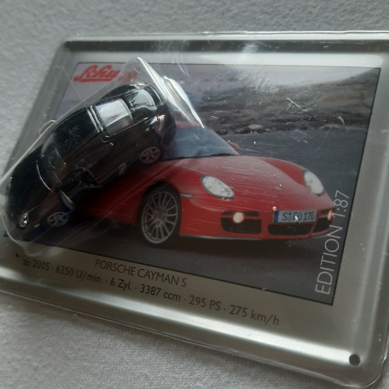 SCHUCO EDITION 1:87* PORSCHE CAYMAN S 2005* MINT ON PLAQUE *, Ophalen, Nieuw, Auto, Schuco