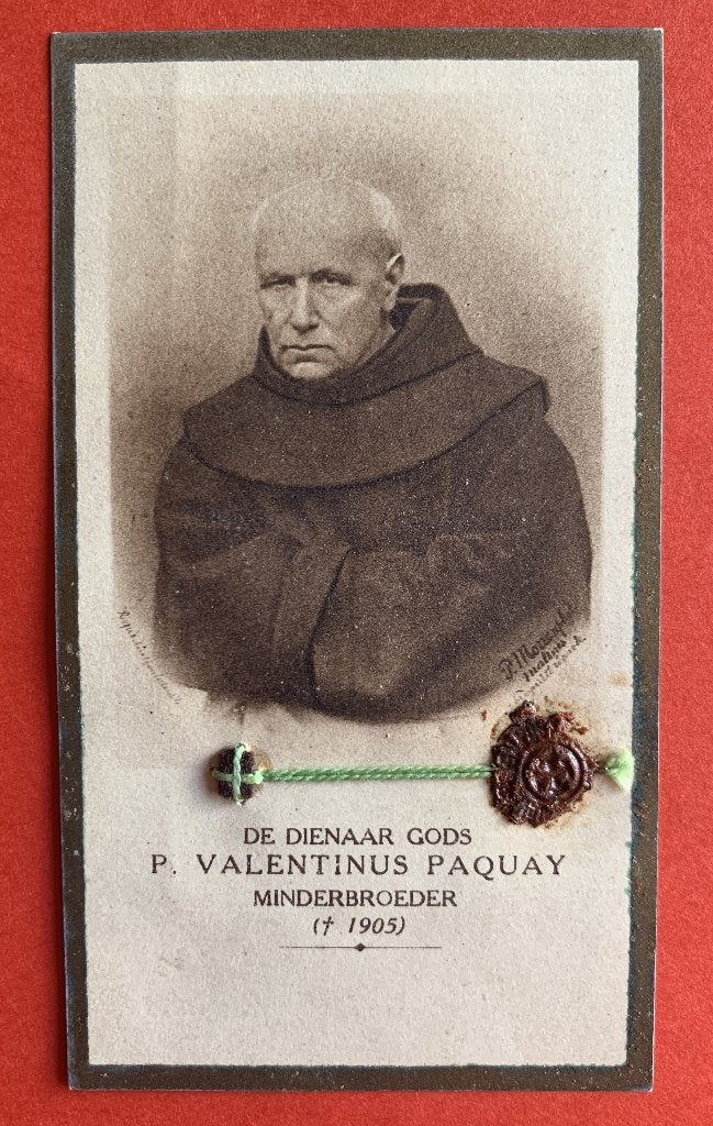 Relikwie Relique P. Valentinus Paquay Zegel in was!!, Verzamelen, Ophalen of Verzenden, Gebruikt, Kleding, Christendom | Katholiek