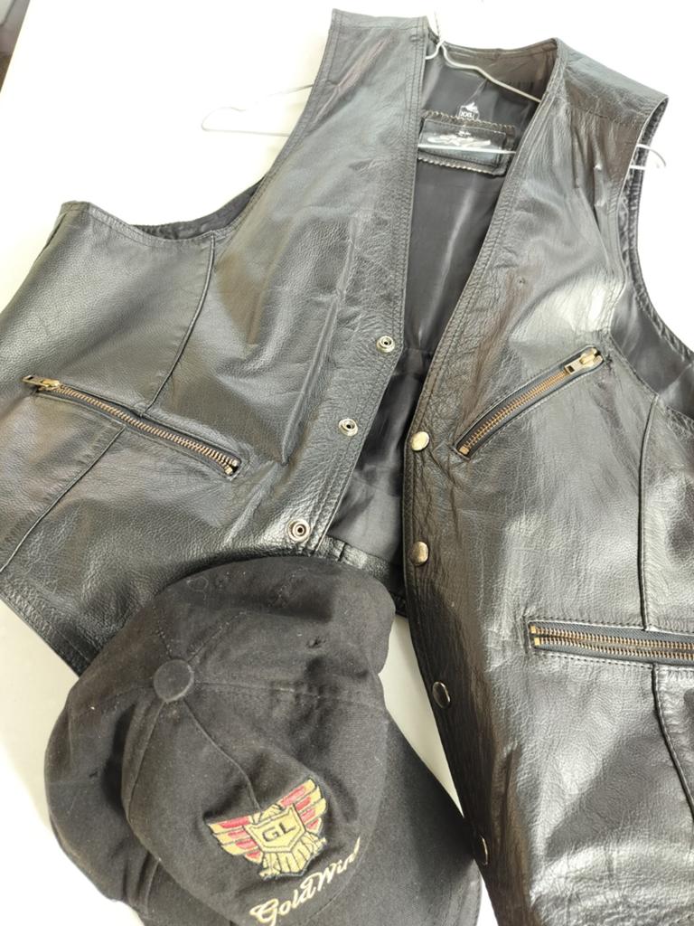 Lederen vest en pet, Motoren, Kleding | Motorkleding, Ophalen of Verzenden